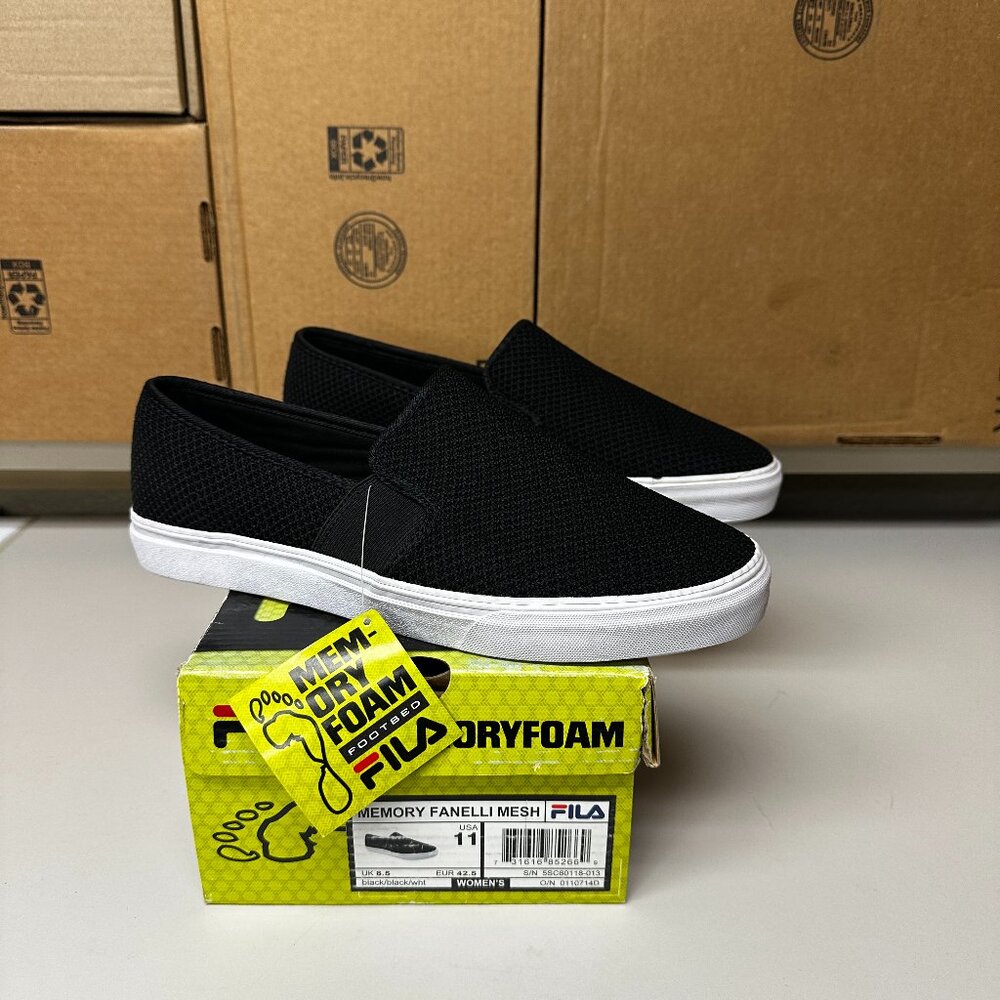 FIla Memory Foam slip on shoes - black - size 11